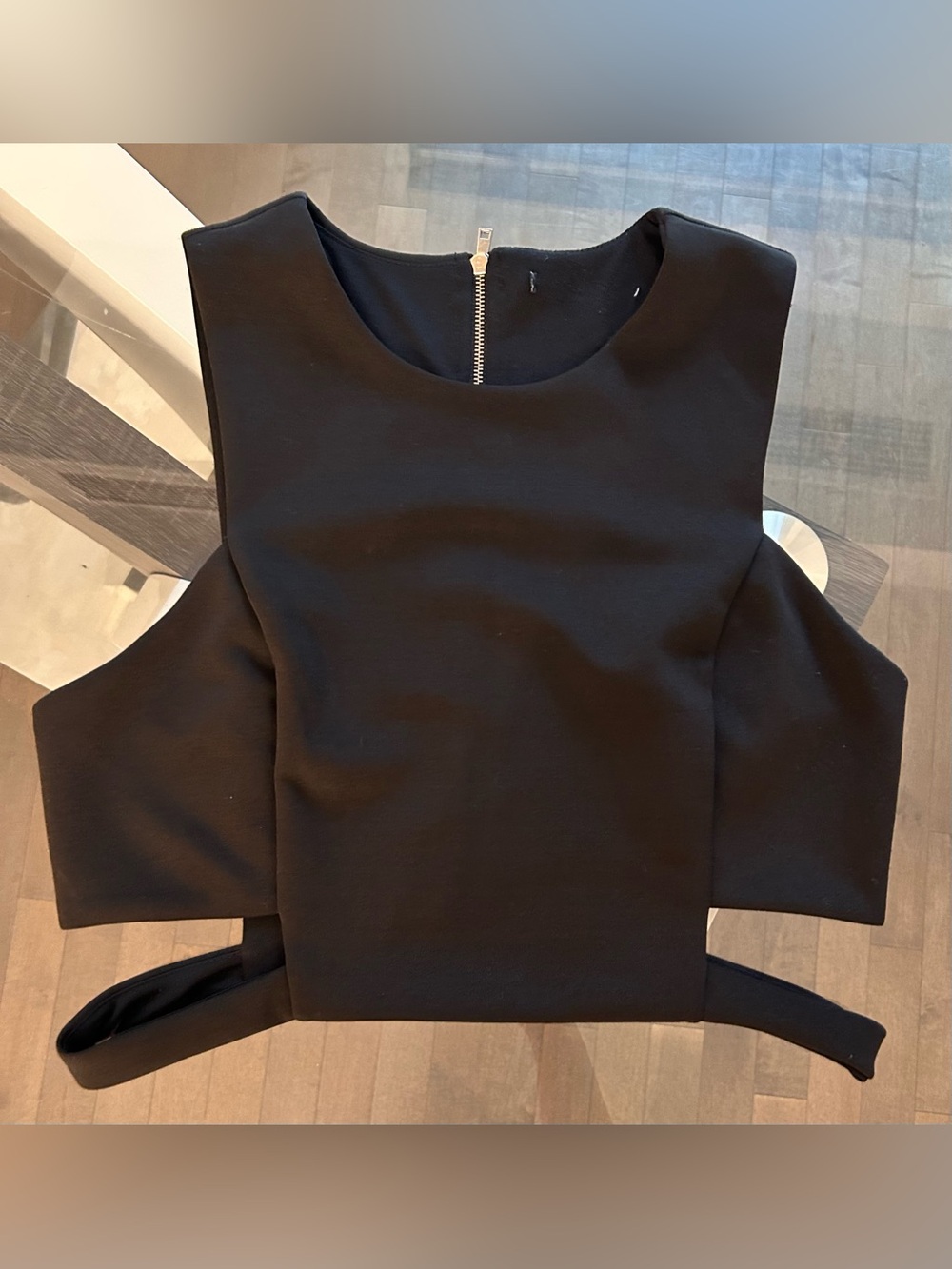Cropped Black Tank with Side Cut-Outs